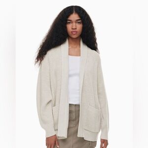 Aritzia Wilfred Free Travel Cardigan – Heather Birch – 100% Merino Wool